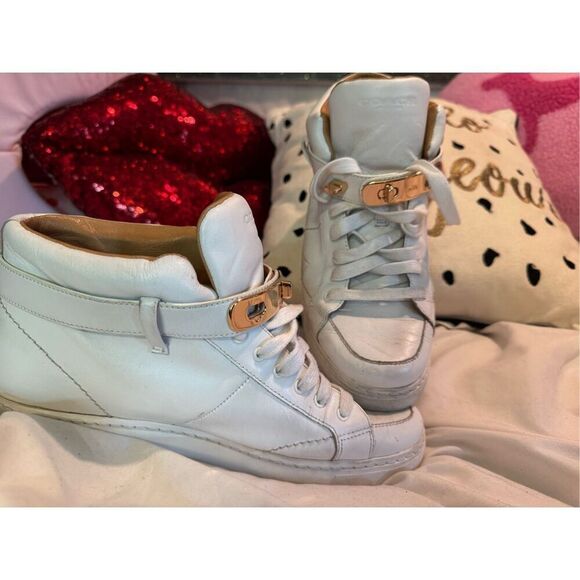 Coach unisex white leather Richmond high Top Fashion Sneaker size 9B(7 mens) - Picture 9 of 11